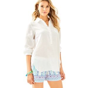 Lilly Pulitzer NWT Deanna popover white linen